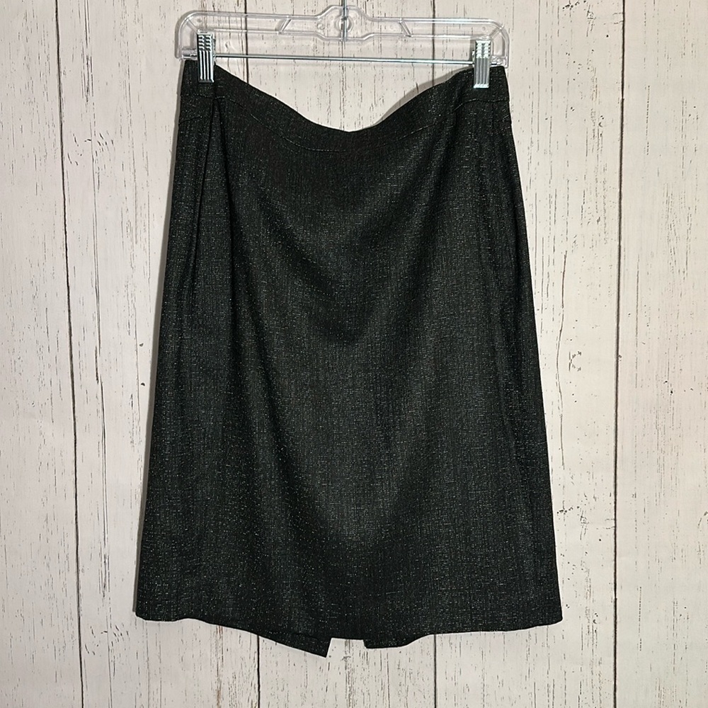 Ann Taylor Charcoal Black Wool Blend Office Wear Zip Up Pencil Skirt Size 10